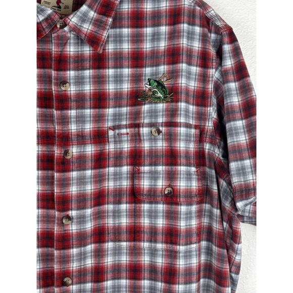 Red Head Brand Bass Pro Short Sleeve Red Plaid Button Down Shirt Size XL - Picture 3 of 10
